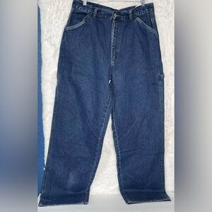 Wrangler Mens Carpenter Utility Dark Wash Outdoorsy 36/34 EUC Denim Blue Jeans